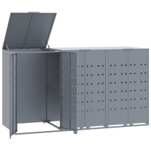 vidaXL Wheelie Bin Storage for 3 Bins Garden Store Trash Cover Grey Steel