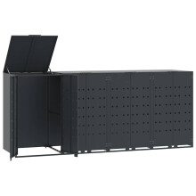 vidaXL Wheelie Bin Storage for 4 Bins Rubbish Trash Cover Anthracite Steel