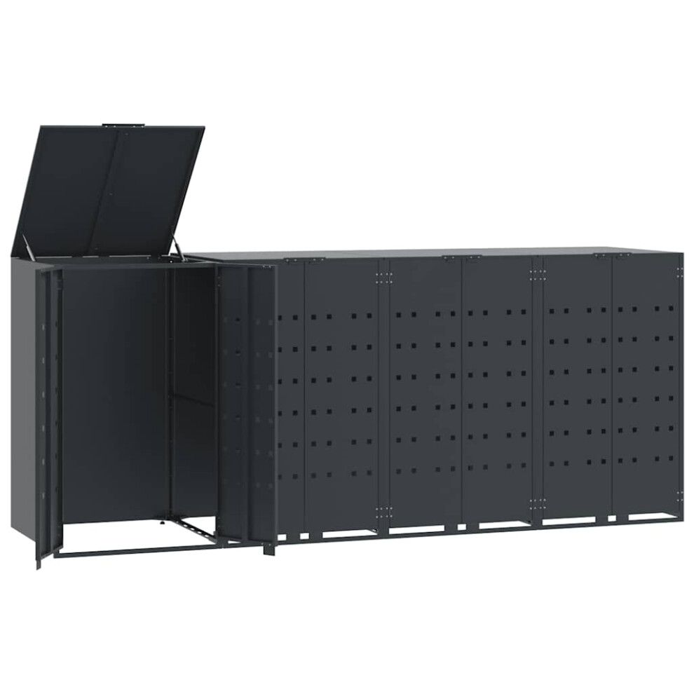 Vidaxl Wheelie Bin Storage For 4 Bins Rubbish Trash Cover Steel Anthracite
