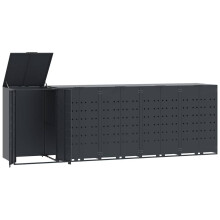 vidaXL Wheelie Bin Storage for 5 Bins Rubbish Trash Cover Anthracite Steel
