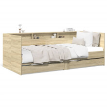 (sonoma oak, 75 x 190 cm) vidaXL Daybed with Drawers Sofa Bed Guest Bed Black 100x200 cm Engineered Wood