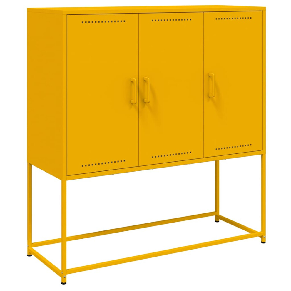 Vidaxl (Yellow) Highboard Sideboard Side Cabinet Storage Cupboard Mustard Yellow Steel