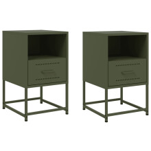 (green, 2 pcs) vidaXL Bedside Cabinet Nightstand Side Table Bed Cabinet Bed Table White Steel