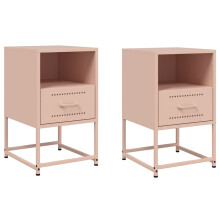 (pink, 2 pcs) vidaXL Bedside Cabinet Nightstand Side Table Bed Cabinet Bed Table White Steel