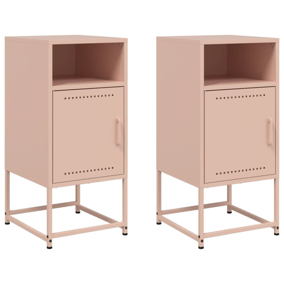 Vidaxl (Pink, 2 Pcs) Bedside Cabinet Nightstand Bed Table Bed Cabinet Mustard Yellow Steel