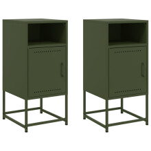 (green, 2 pcs) vidaXL Bedside Cabinet Nightstand Bed Table Bed Cabinet Mustard Yellow Steel