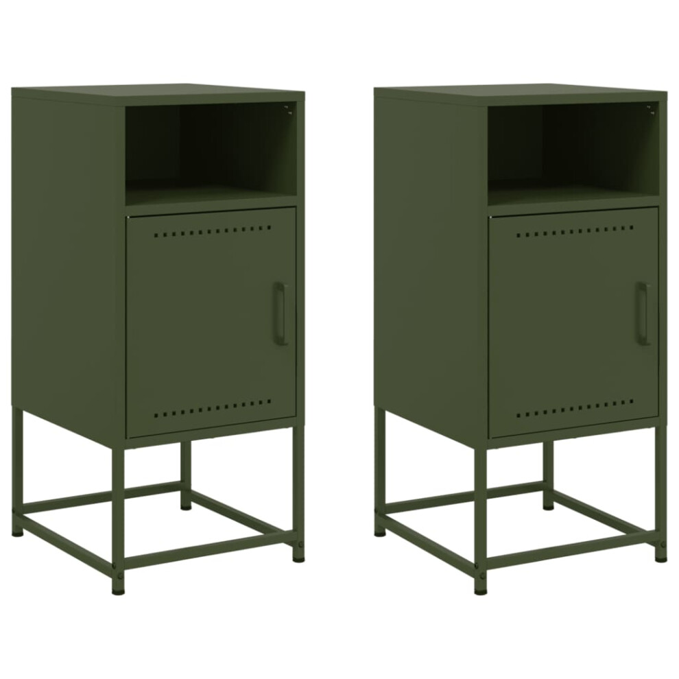 Vidaxl (Green, 2 Pcs) Bedside Cabinet Nightstand Bed Table Bed Cabinet Mustard Yellow Steel