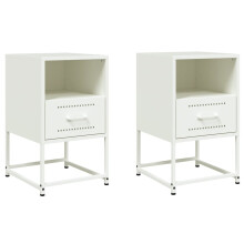 (white, 2 pcs) vidaXL Bedside Cabinet Nightstand Side Table Bed Cabinet Bed Table White Steel
