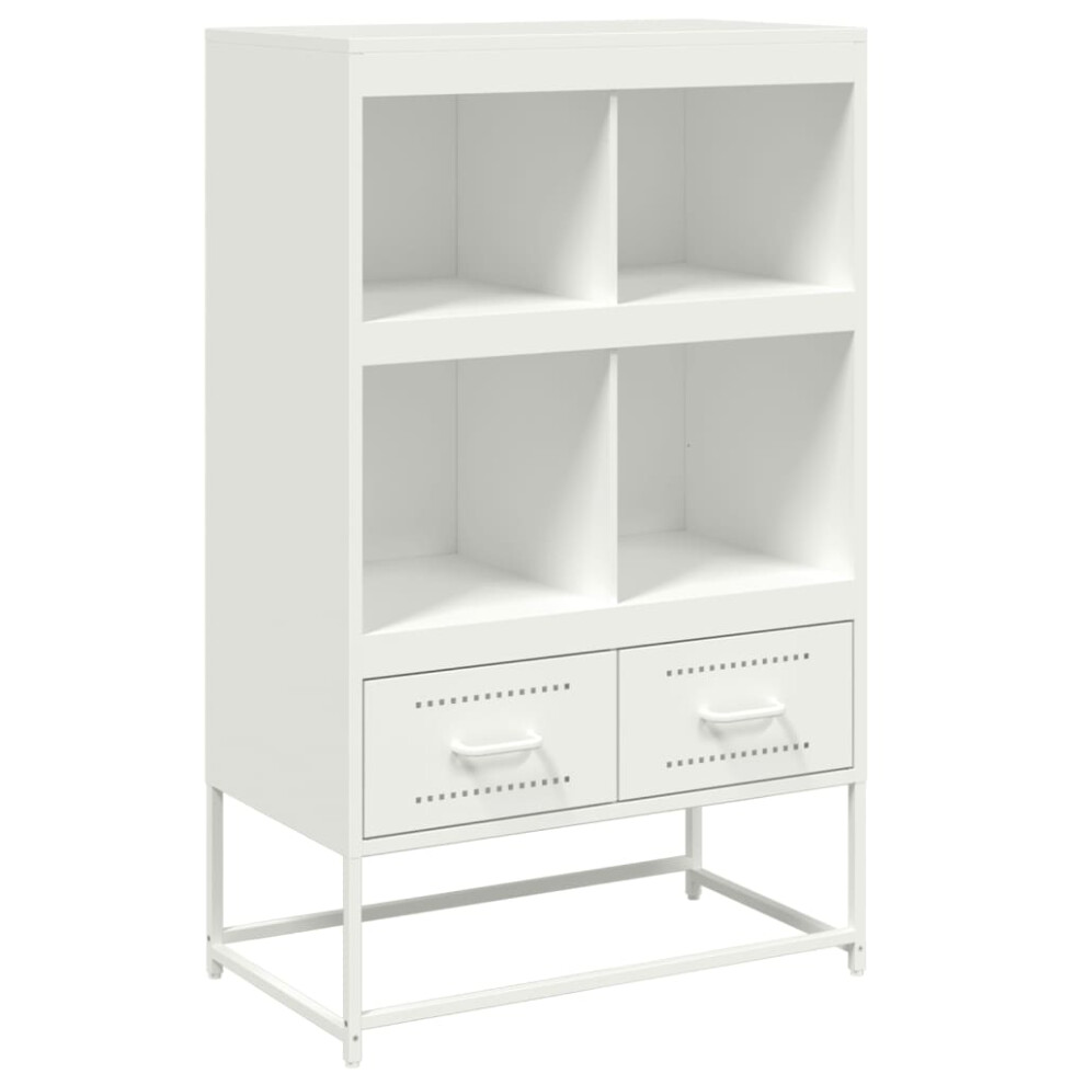 Vidaxl Highboard Sideboard Buffet High Cabinet Storage Cupboard White Steel