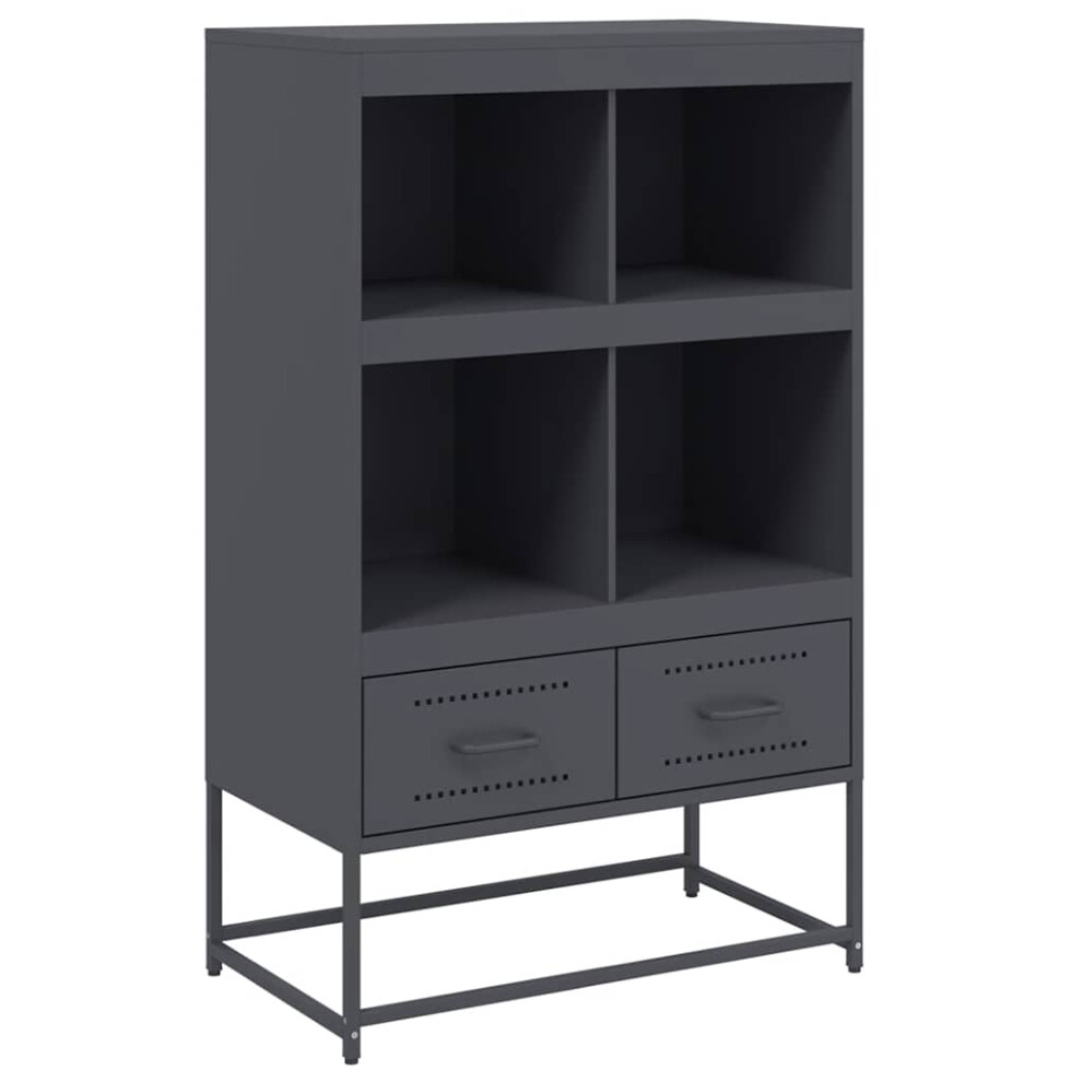 VIDAXL Highboard - 2 Drawer 4 Shelf - Cold-Rolled Steel - Grey - 111.5 x 68.5 x 39cm - Image 3