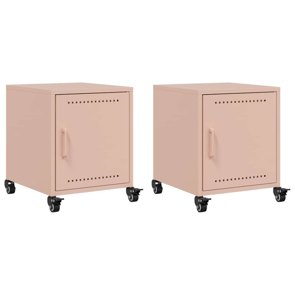 VIDAXL Bedside Cabinet - Steel - Pink - 36x39x43.5 cm - Image 2