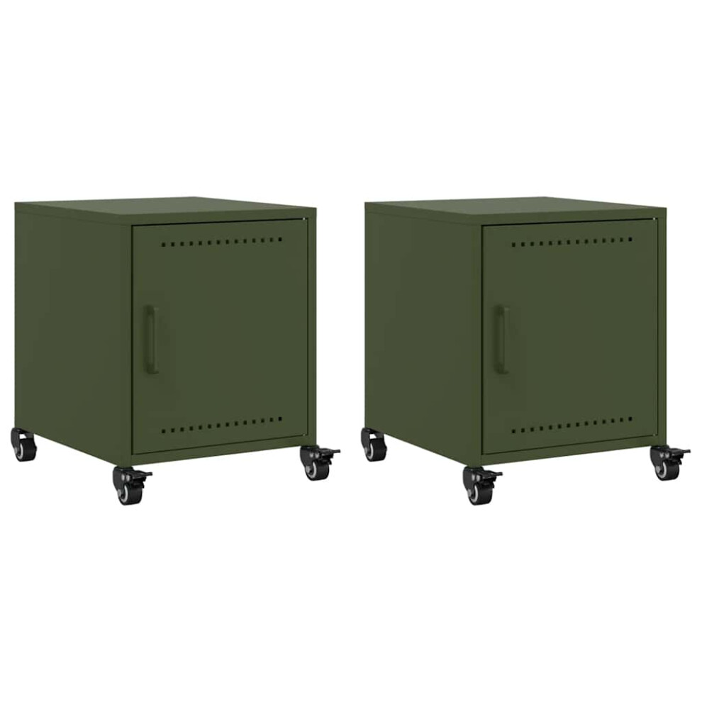 Vidaxl (Green, 2 Pcs) Bedside Cabinets Nightstand Bed Table Bed Cabinet 2 Pcs Pink Steel