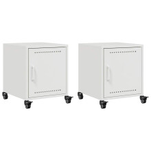 vidaXL Bedside Cabinets Nightstand Bed Table Bed Cabinet 2 pcs White Steel