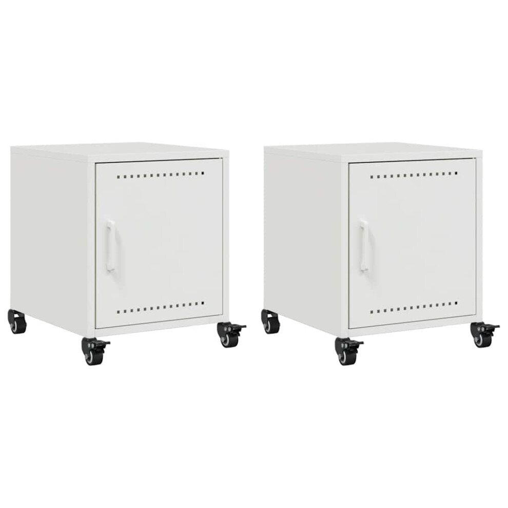VIDAXL Bedside Cabinet - Steel - White - Image 2