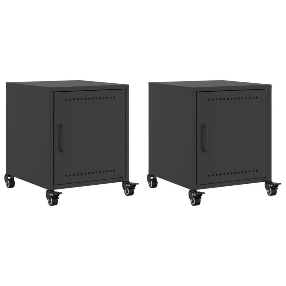 VIDAXL Bedside Cabinet - Steel - Black - Image 2