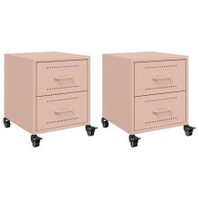 (pink, 2 pcs) vidaXL Bedside Cabinet Nightstand Bed Table Bed Cabinet Olive Green Steel