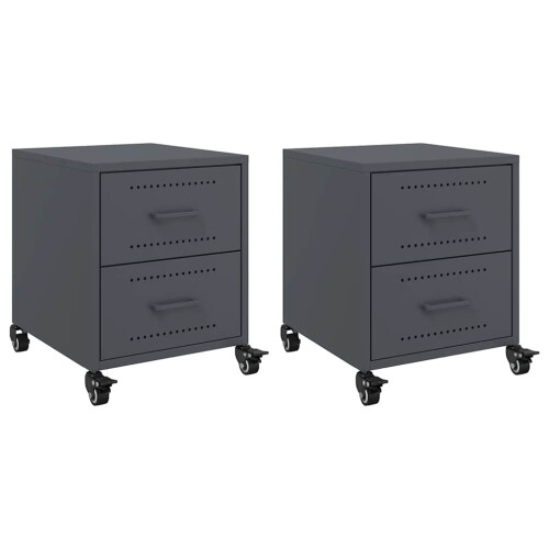 VidaXL vidaXL Bedside Cabinets Nightstand Bed Table Side Table 2 pcs Anthracite Steel