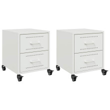 vidaXL Bedside Cabinets Nightstand Bed Table Bed Cabinet 2 pcs White Steel