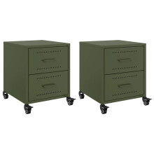 (green, 2 pcs) vidaXL Bedside Cabinet Nightstand Bed Table Bed Cabinet Olive Green Steel