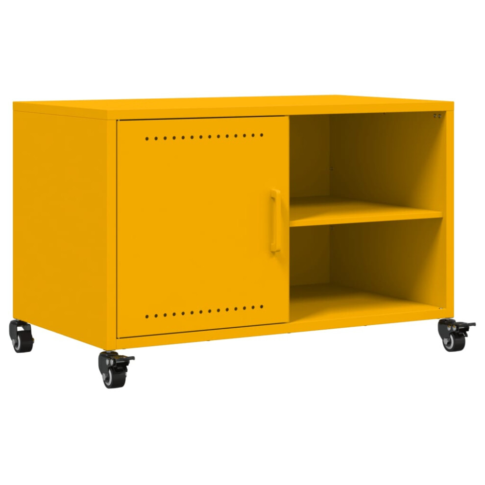 Vidaxl Tv Cabinet Tv Stand Entertainment Centre Tv Unit Mustard Steel Yellow