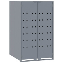 vidaXL Wheelie Bin Storage for Single Bin Garden Store Trash Cover Grey Steel