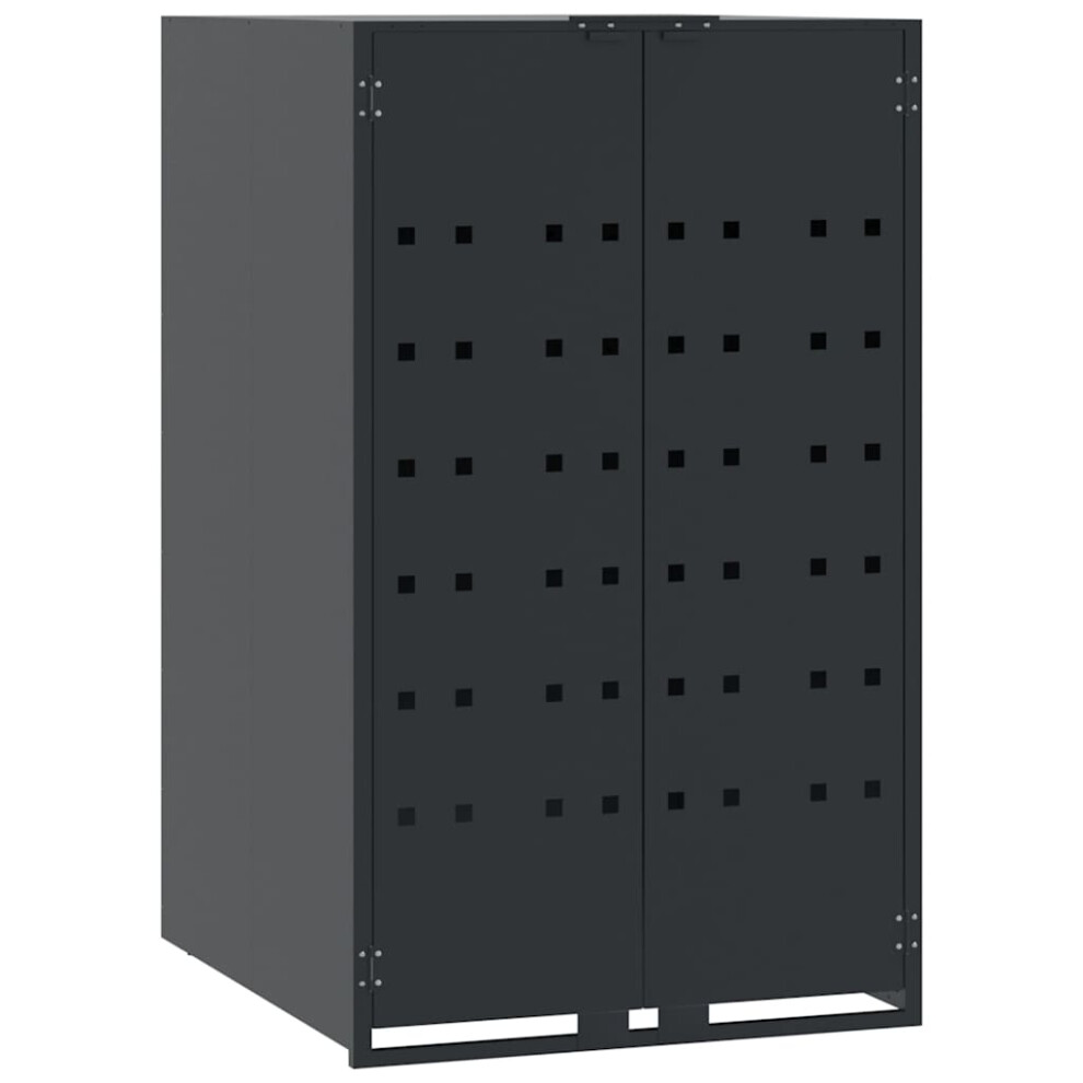 vidaXL Wheelie Bin Storage for Single Bin Rubbish Trash Cover Anthracite Steel