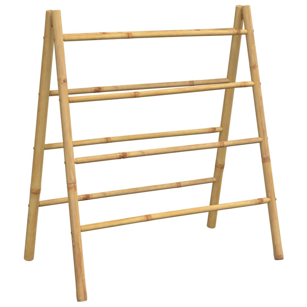 Vidaxl Double Towel Ladder With 4 Rungs Towel Holder Blanket Towel Rack Bamboo