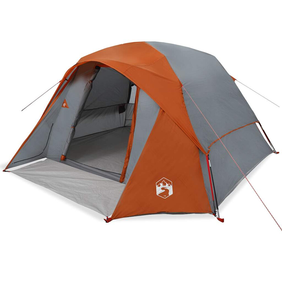 Vidaxl (Grey And Orange) Camping Tent Cabin 4-Person Grey And Orange Waterproof Tent