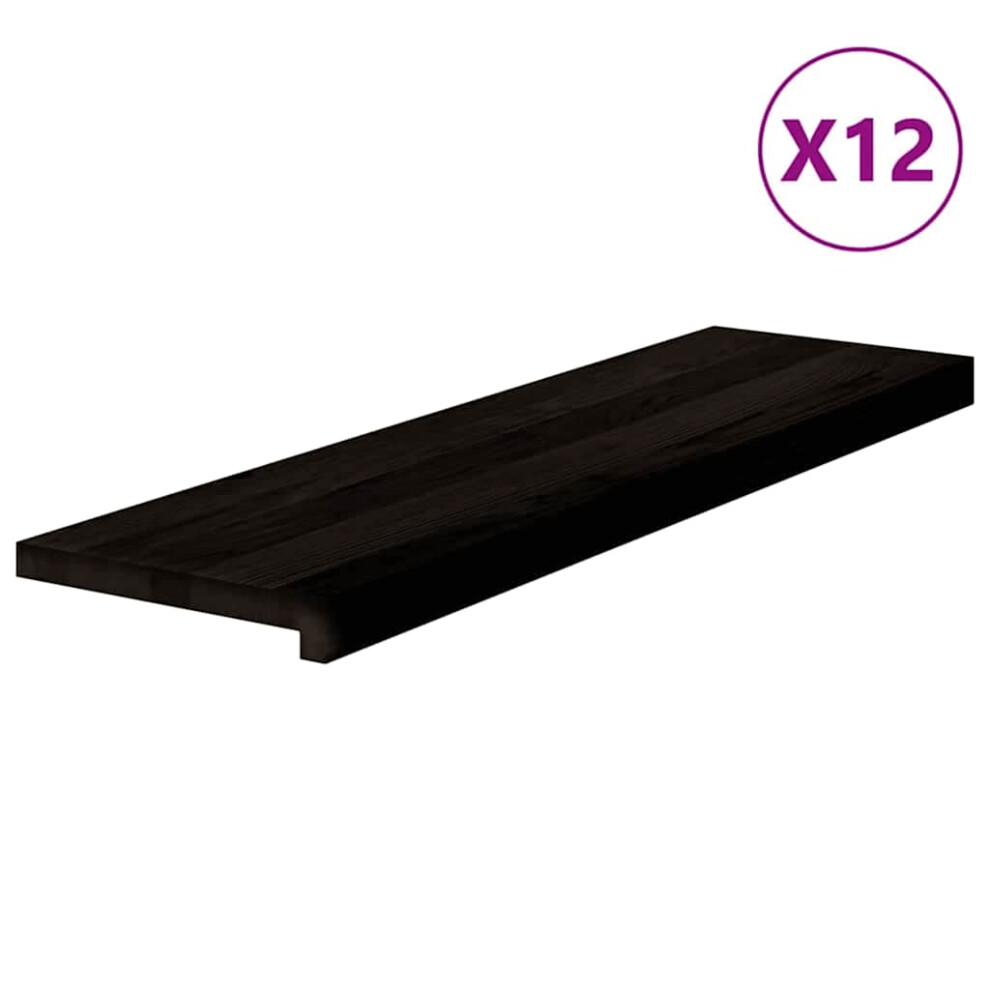 Vidaxl (Dark Brown, 90 X 25 X 2 Cm/ 12 Pcs) Stair Treadss Step Mat Door Mat Tread Mat Untreated Solid Wood Oak