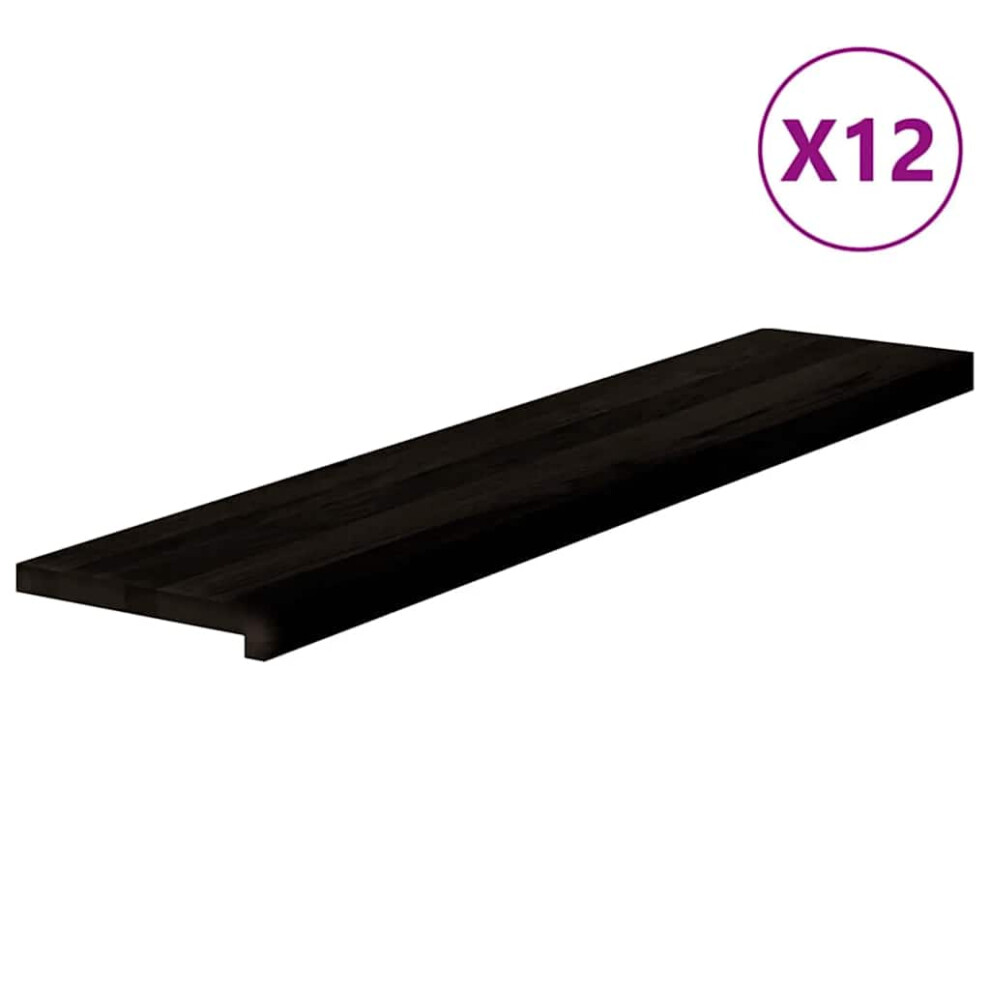 (Dark Brown, 120 X 30 X 2 Cm/ 12 Pcs) Vidaxl Stair Treadss Step Mat Door Mat Tread Mat Untreated Solid Wood Oak 8721102680786