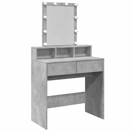VidaXL (concrete grey) vidaXL Dressing Table with LED Cosmetic Table Vanity Makeup Table Sonoma Oak