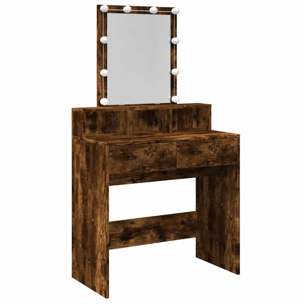 Vidaxl (Smoked Oak) Dressing Table With Led Cosmetic Table Vanity Makeup Table Sonoma Oak