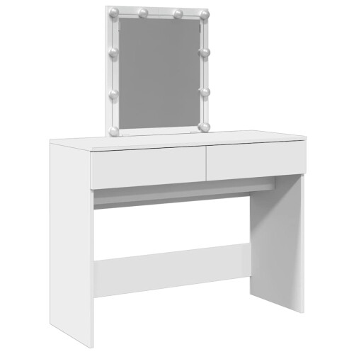 VidaXL (white) vidaXL Dressing Table with LED Cosmetic Table Vanity Makeup Table Smoked Oak