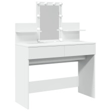 (white) vidaXL Dressing Table with LED Cosmetic Table Vanity Makeup Table Grey Sonoma