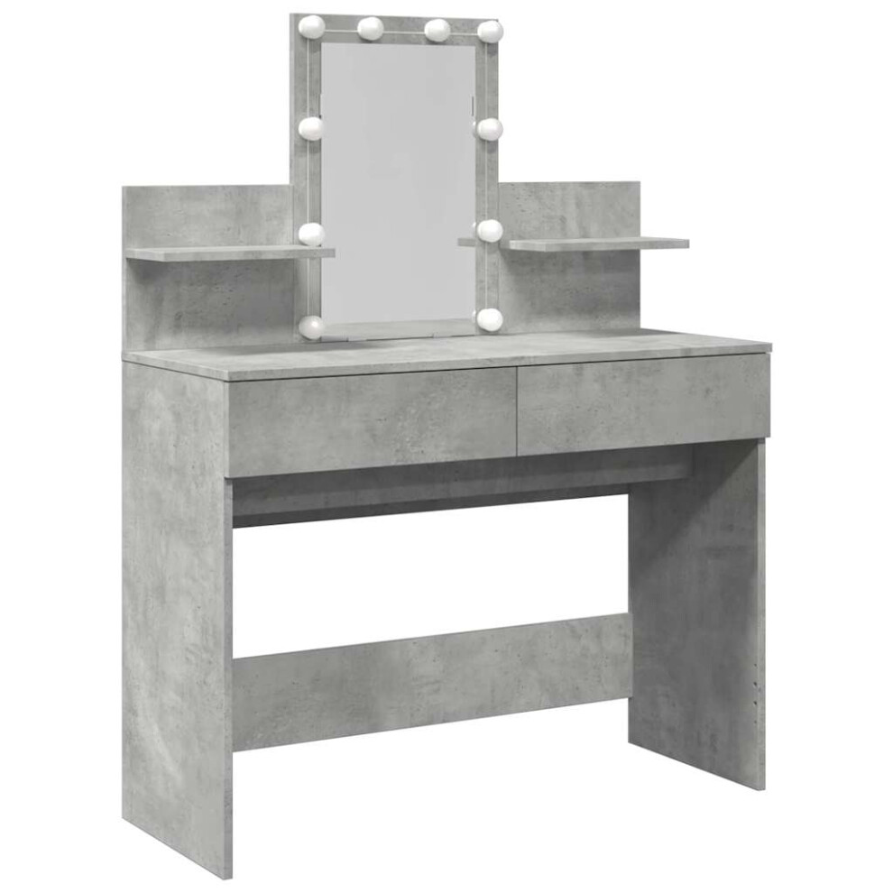 Vidaxl (Concrete Grey) Dressing Table With Led Cosmetic Table Vanity Makeup Table Grey Sonoma