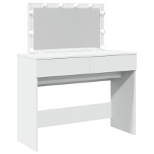 (white) vidaXL Dressing Table with LED Cosmetic Table Vanity Makeup Table Brown Oak