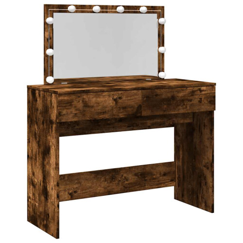 VidaXL (smoked oak) vidaXL Dressing Table with LED Cosmetic Table Vanity Makeup Table Brown Oak