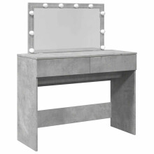 (concrete grey) vidaXL Dressing Table with LED Cosmetic Table Vanity Makeup Table Brown Oak