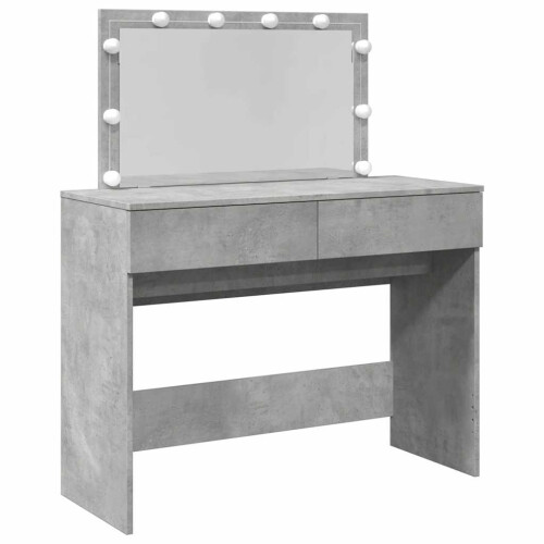 VidaXL (concrete grey) vidaXL Dressing Table with LED Cosmetic Table Vanity Makeup Table Brown Oak