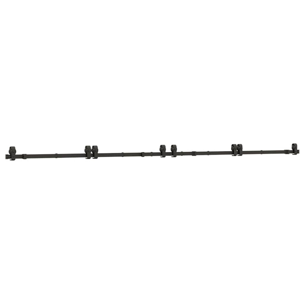 Vidaxl (183 Cm) Sliding Door Hardware Kit 200 Cm Steel Black Sliding Door Hardware