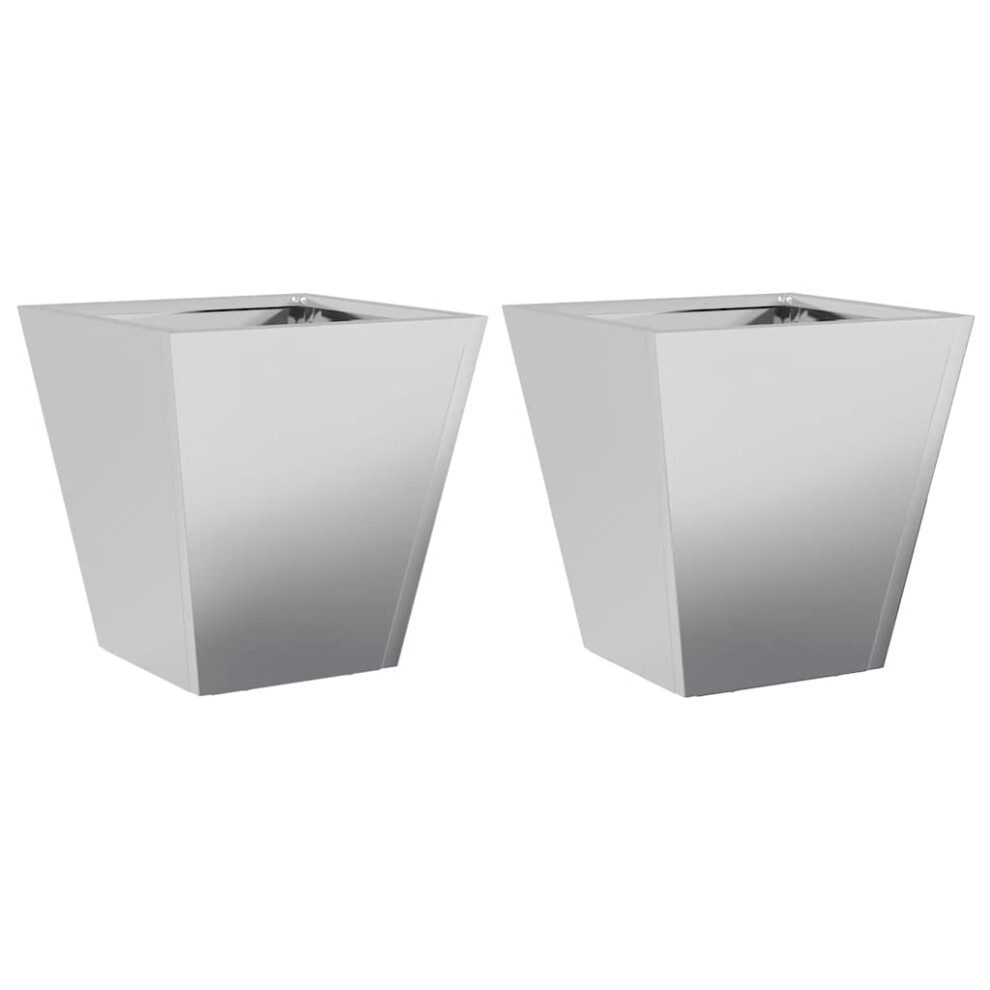 Vidaxl Garden Planters Outdoor Flower Pot Planter Box 2 Pcs Galvanised Steel