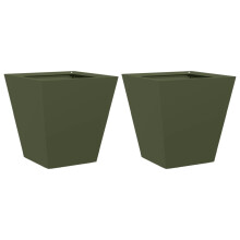 vidaXL Pflanzkübel 2 Stk. Olivgrün 30x30x30 Stahl