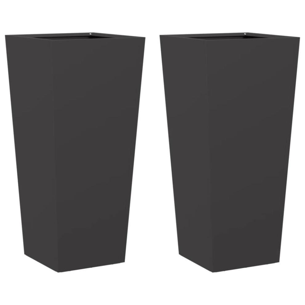 Vidaxl (Black, 35 X 35 X 75 Cm/ 2 Pcs) Garden Planters Outdoor Flower Pot Patio Raised Bed Planter Box Steel