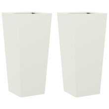 (white, 35 x 35 x 75 cm/ 2 pcs) vidaXL Garden Planters Outdoor Flower Pot Patio Raised Bed Planter Box Steel