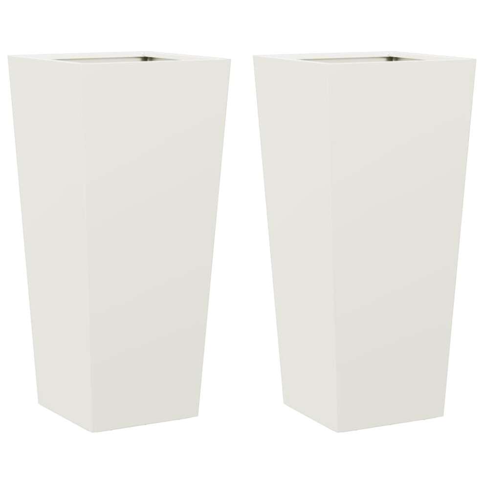 Vidaxl White (, 35 X 35 X 75 Cm/ 2 Pcs) Garden Planters Outdoor Flower Pot Patio Raised Bed Planter Box Steel