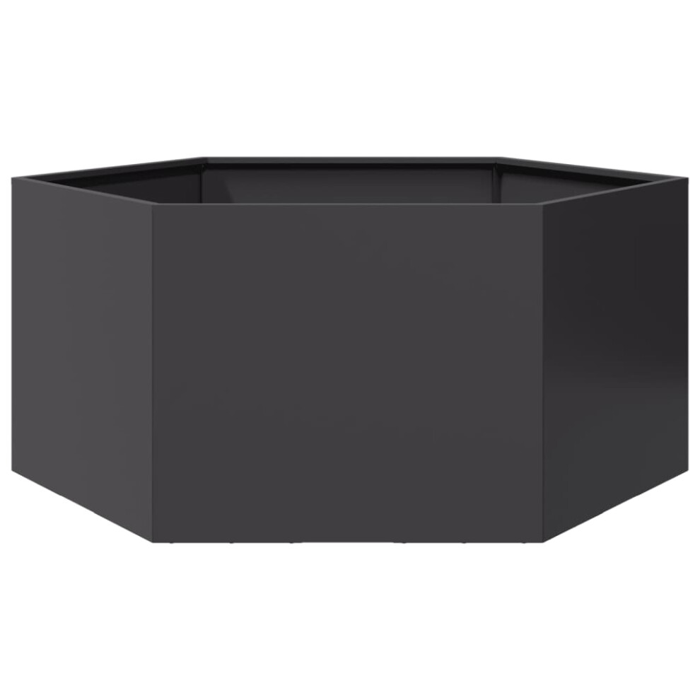 Vidaxl Garden Planter Outdoor Flower Pot Patio Planter Pot Black Hexagon Steel
