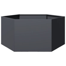 vidaXL Anthracite Hexagon Steel Garden Planter – Outdoor Open-Bottom Raised Flower Pot 104 x 90 x 45 cm