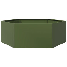 vidaXL Garden Planter Outdoor Flower Pot Planter Pot Olive Green Hexagon Steel