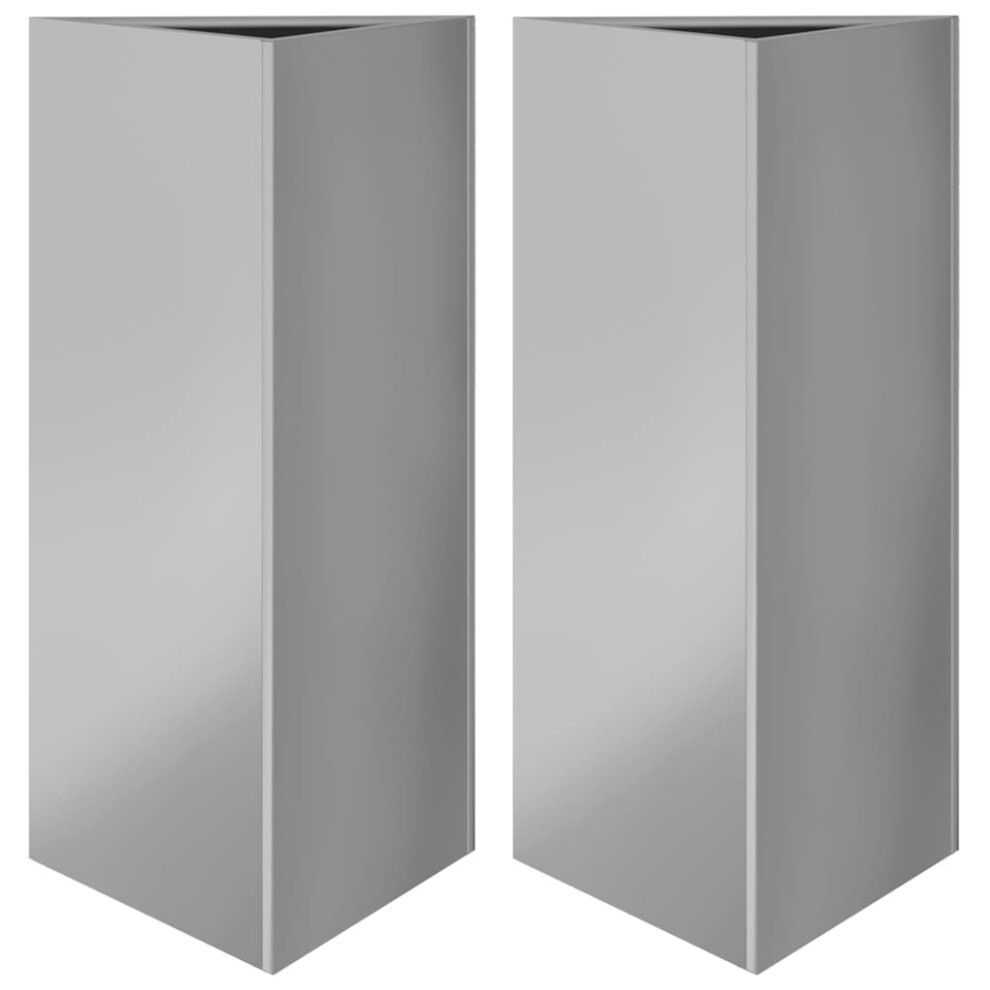 Vidaxl Garden Planters Flower Pot Planter 2 Pcs Triangular Galvanized Steel