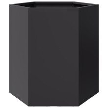 vidaXL Black Hexagon Steel Garden Planter - Outdoor Raised Planter Pot, Open-Bottom, 46 x 40 x 45 cm